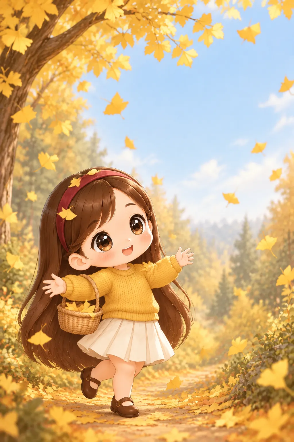 그때 바람이 불자 은행잎이 노란 비처럼 내려왔어요. 유리는 두 팔을 활짝
