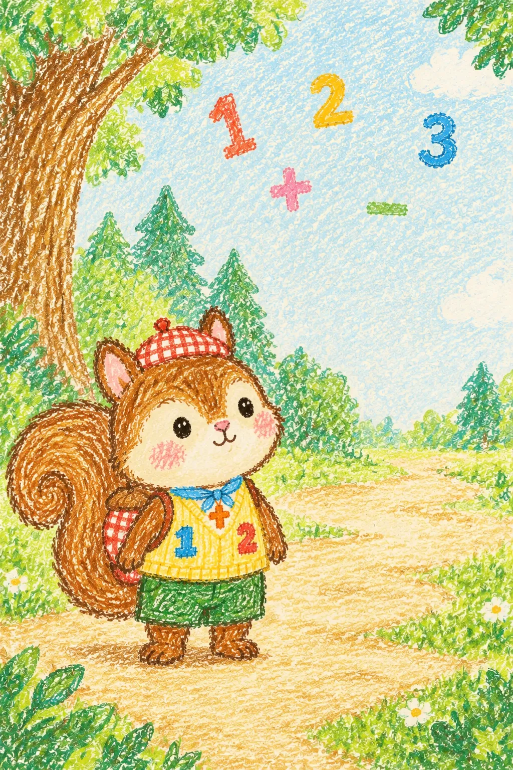 수학 나라의 아침이 밝았어요. 그래서 숫자들이 하늘에 둥둥 떠올랐어요.
