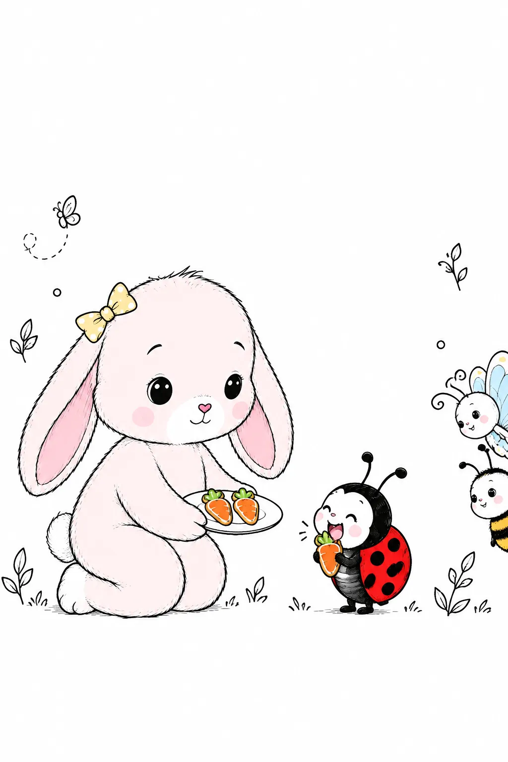 3! 하나 줄게.
냠냠, 무당벌레가 먹어요.