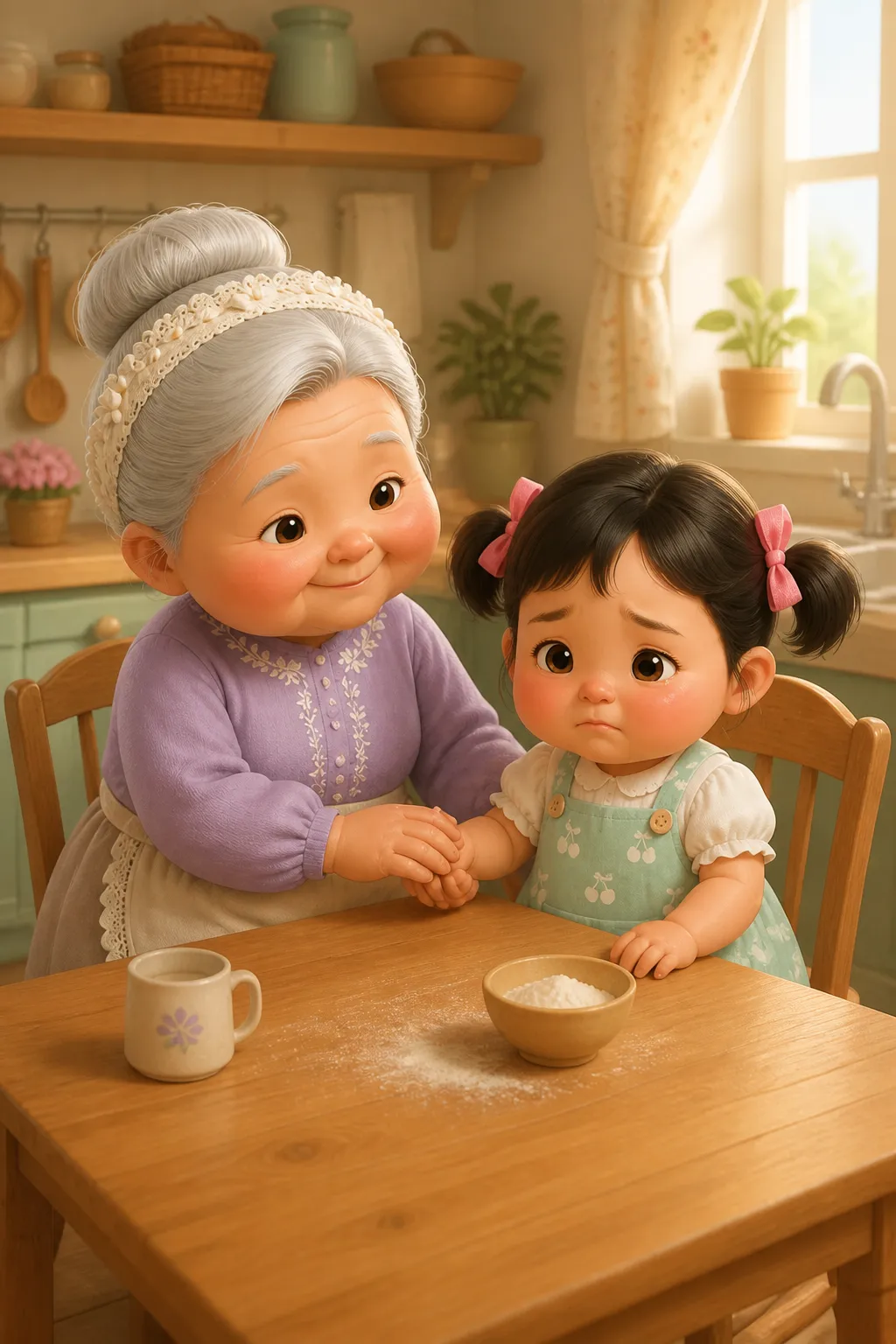 엄마가 만들어 준 반찬이랑 달라요.
미미 눈에 눈물이 핑 돌았어요.