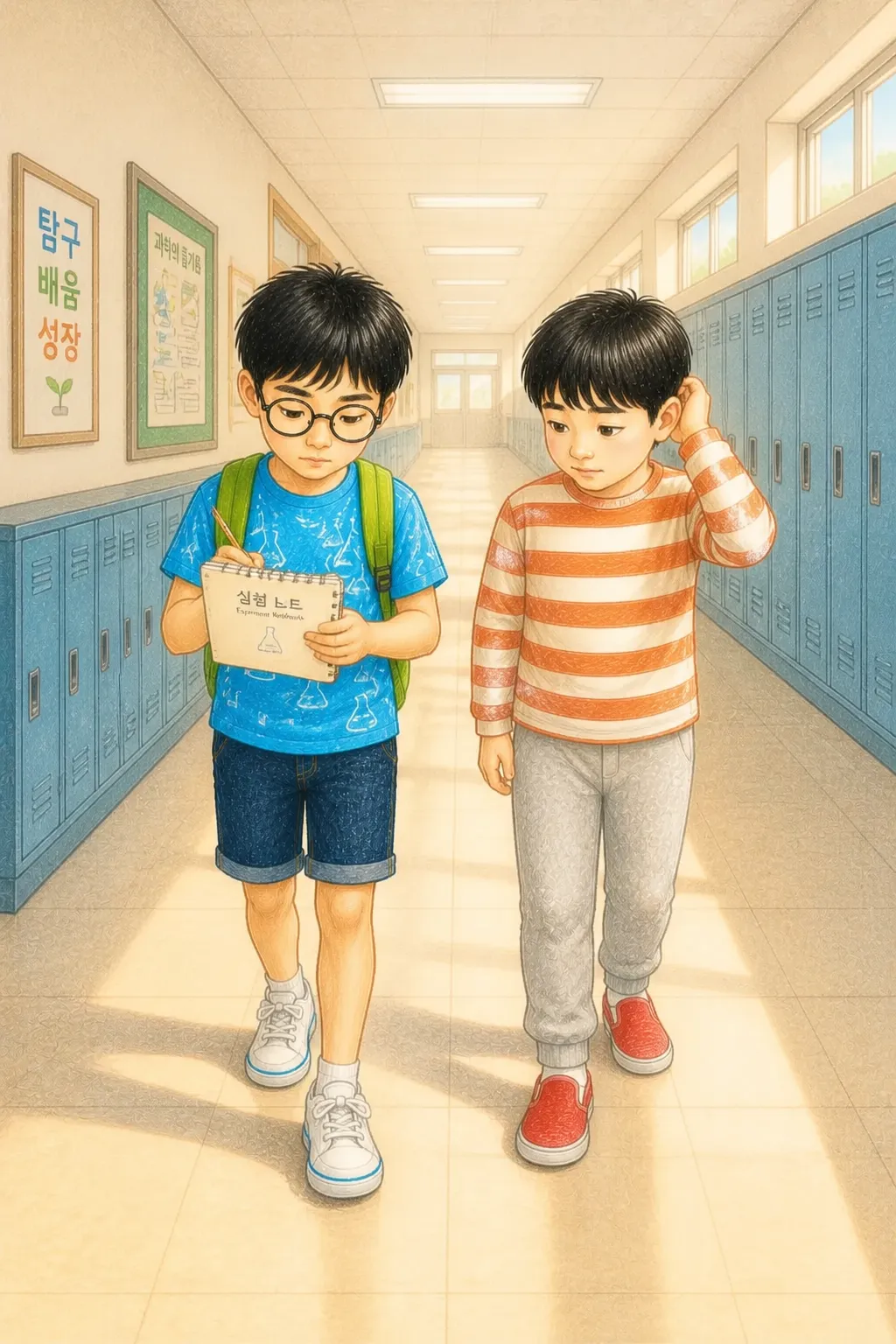 실험 후 둘이 복도를 걸어가는데, 도비가 조용히 입을 열었어요.
'있잖아