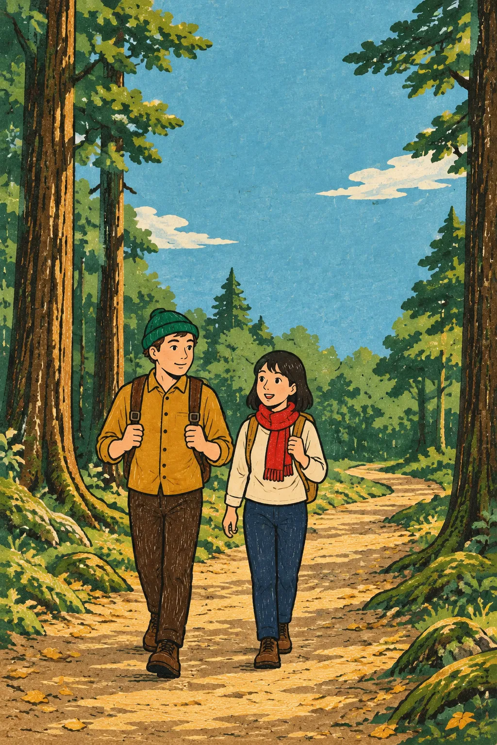 사이좋은 두 친구가 짐을 챙겨 메고,
함께 먼 길을 떠나기로 했어요.